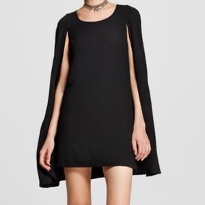 Nasty Gal Catherine Black Sheath Cape Dress Minimalist Structural